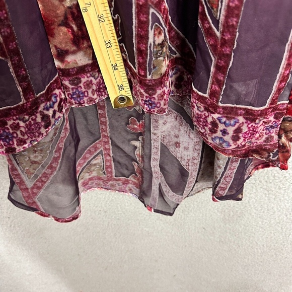 Venus Boho Patchwork Cold Shoulder Dress Large Floral Mixed Print Sheer Festival - Picture 4 of 9